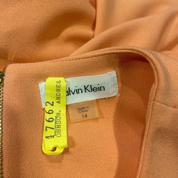 Calvin Klein Dress Midi 14 Cold Shoulder Coral Business Formal - Picture 2 of 13